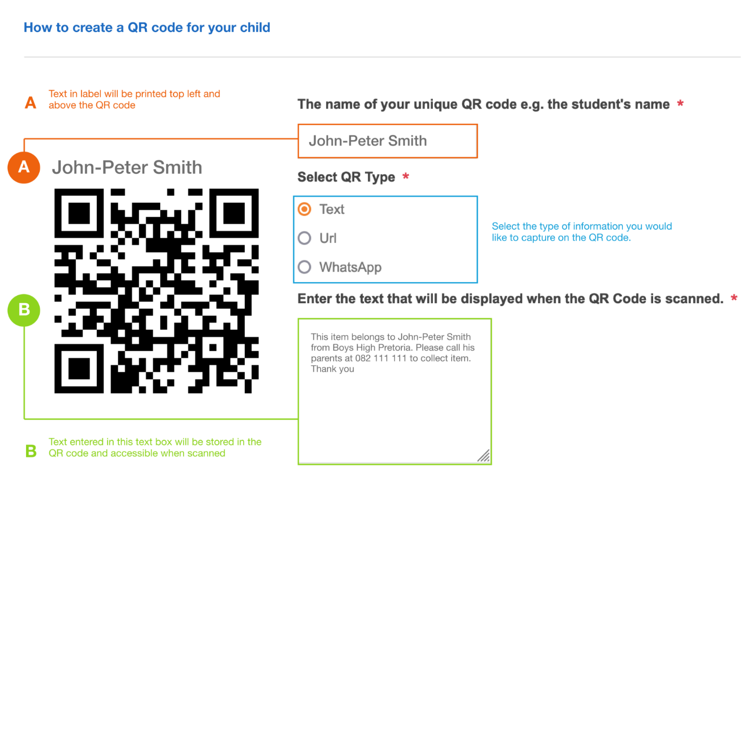 Picture of School clothes & apparel QR labels